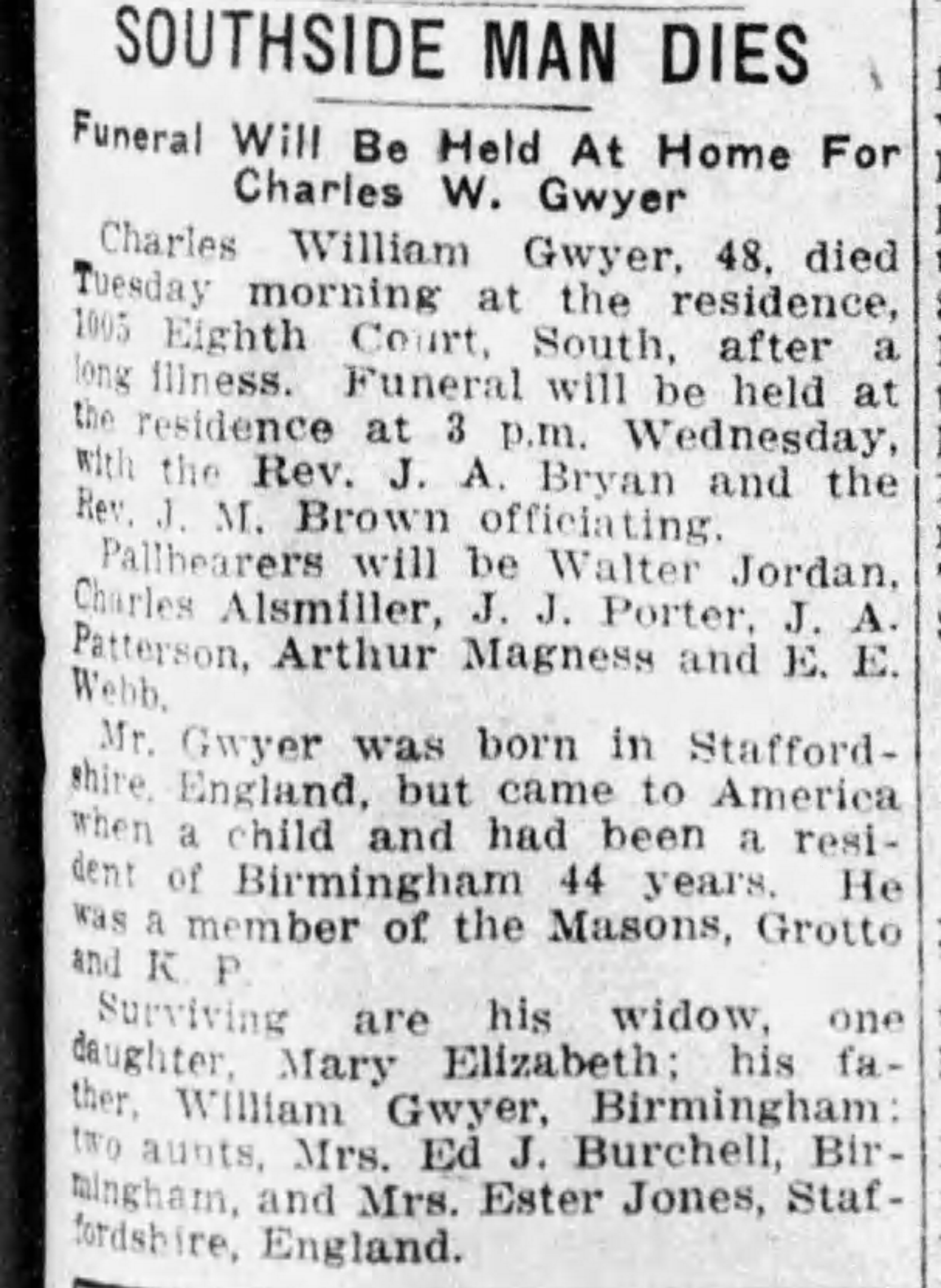 Charles William Gwyer obituary